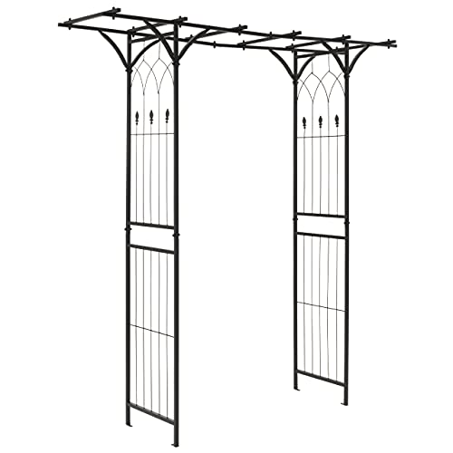 Rosenbogen Torbogen Rankhilfe Pergola Spalier Tor Rosen Stahl 206x198x52 cm – Metall Durchgang – wetterfest freistehend stabil – schwarz