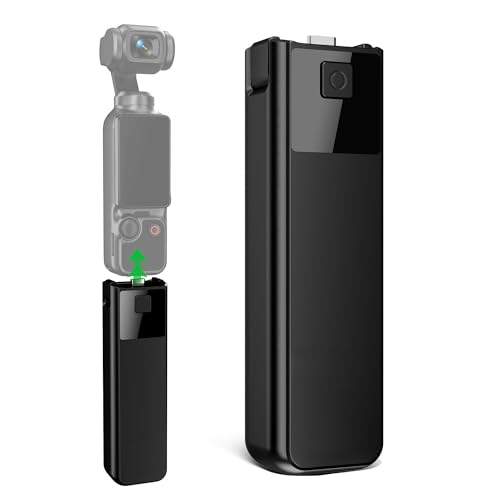 Adicop 4000mAh Batteriegriff kompatibel mit Osmo Pocket 3, 22.5 W Schnellladung, Pocket 3 Batteriegriff Unterstützt Externe Audiogeräte&Stativ