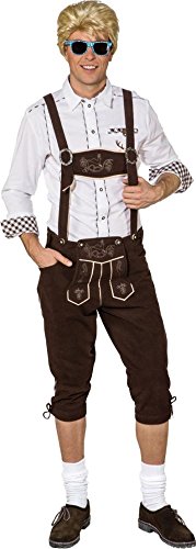 Trachtenhose Knielang Gr. 48 - 60 Latzhose Braun Oktoberfest Bayern Hose (56)