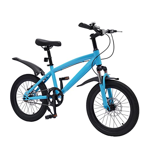 FENNNDS 18 Zoll Kinderfahrrad, 5 Farbe Premium Mountainbike Fully MTB aus Kohlenstoffstahl Fahrrad für Jungen & Mädchen & Damen & Herren Fahrräder für Outdoor Sportausflüge (Blau)