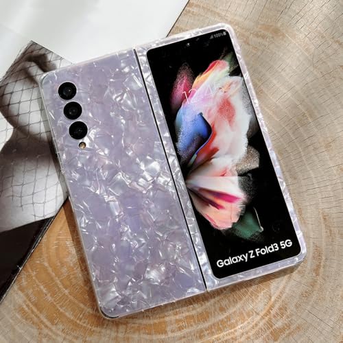SAMEZA Handyhülle für Samsung Galaxy Z Fold 5 4 3 5G, glänzende Marmor-Silikonhülle, rosa, für Samsung Z Fold 3