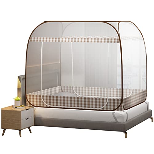 Luxus Popup Moskitonetz Bett Zelt,Tragbares Reise-moskitonetz,Faltbares Engmaschiges Mückennetz,2 Einträge,einfache Installation,Tragetasche,für Reise und Zuhause (W120*L200*H150cm)