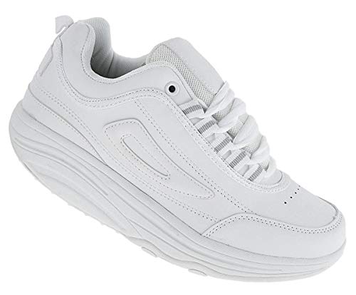 Roadstar Fitnessschuhe Gesundheitsschuhe Damen Herren Sneaker 092, Schuhgröße:37, Farbe:Weiß
