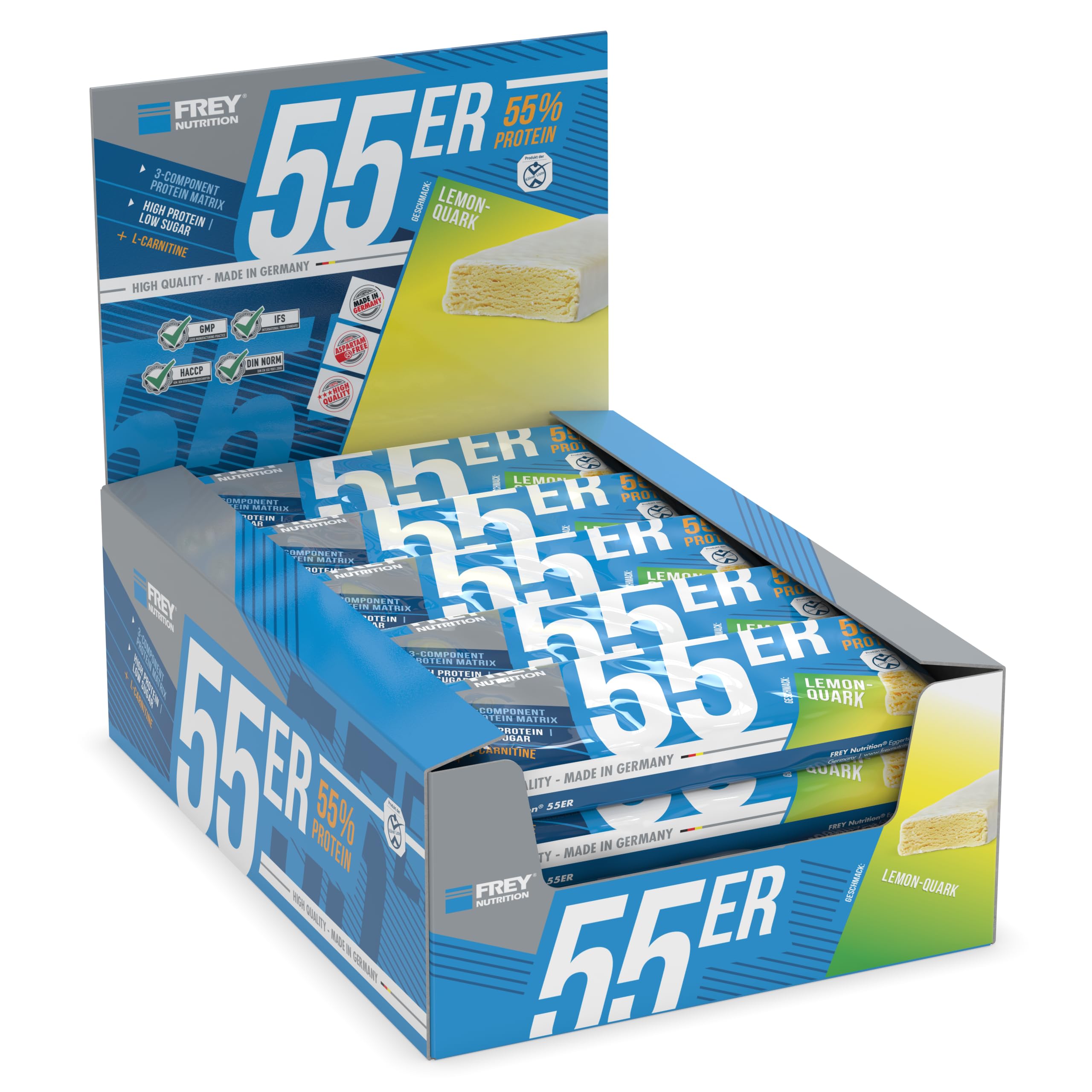 Frey Nutrition 55er Proteinriegel Lemon-Quark, 1er Pack (1 x 1 kg)