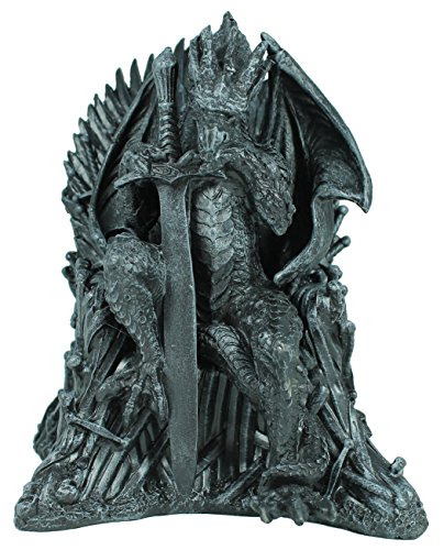 colourliving Dekofigur Drachenfigur Drache auf Thron mit Schwert Mystic Gothic Fantasy Figur