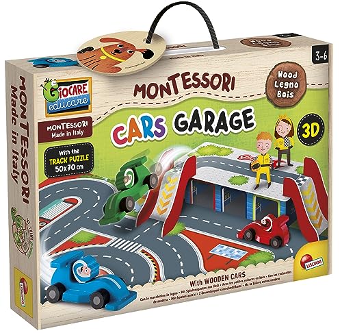 Liscianigiochi 101054 Montessori Wood Cars Garage