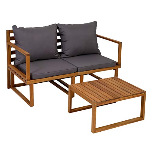 greemotion Balkonmöbel-Set Dijon, Sitzgruppe aus Akazienholz FSC® 100 %, Balkonset mit Tisch und zwei Stühlen, Gartenmöbel-Set inkl. Sitzkissen