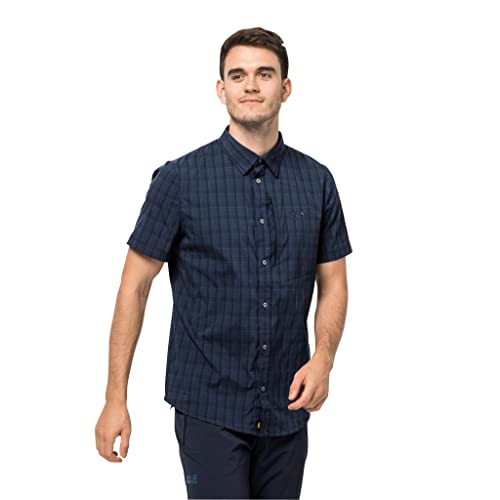 Jack Wolfskin Herren Rays Stretch Vent Shirt Men Hemd, Night Blue Checks, S