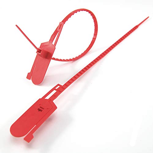 Kabelbinder,(R) Pull-Tite-Sicherheitssiegel, nummeriertes Etikett, manipulationssicher, abreißbarer Kunststoffbinder for Feuerlöscher, Gepäck (50 Stück x Rot) (Color : Red)