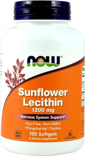 Now Supplements, Sonnenblumenlecithin, 1.200 mg, hochdosiert, 100 Softgels, Labor-getestet, sojafrei, glutenfrei, gentechnikfrei