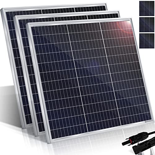 KESSER® Solarpanel 3er Set Monokristallin Solarmodul Solarpanel - 100W 18 V für 12 V Batterien, Photovoltaik - Solarzelle Solaranlage PV-Anlage Solar für Wohnwagen, Camping, Balkon, Gartenhäuser