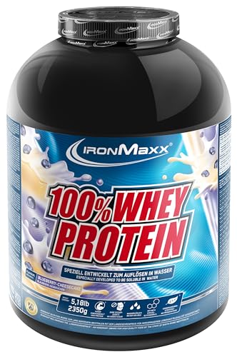 IronMaxx 100% Whey Protein Pulver - Blaubeere Käsekuchen 2,35kg Dose | zuckerreduziertes, wasserlösliches Eiweißpulver aus Molkenprotein | viele verschiedene Geschmacksrichtungen