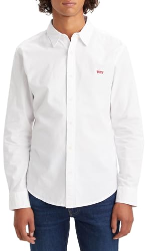 Levi's Herren Ls Battery Hm Shirt Slim Freizeithemd, Weiß (White 0002), Small (Herstellergröße: S)