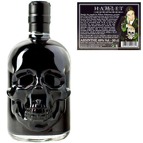 Schwarzer Absinth Hamlet Black | Mit Wermut/Thujon | 69% | Totenkopf Flasche | (1x 0.5 l)