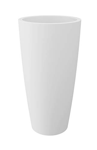 HOWE-Deko Blumentopf/Pflanztopf, Höhe 85 cm, Ø 38, weiß, matt, 18 l Inhalt, mit herausnehmbarem Pflanz-Einsatz, für Innen und Außen, aus hochwertigem Polyethylen