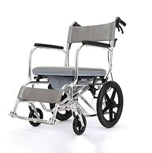 AOLI Manueller Rollstuhl mit Folding Mietklo älterer Versatile Kleiner Badewasserdichtes Potty Tretroller