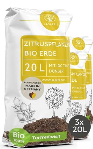 Bio Zitruserde 60 L (3x20L) mit Dünger - Mediterrane Pflanzenerde - 100% natürliche Rohstoffe - torfreduzierte Blumenerde & optimale Nährstoffversorgung für leckere Zitronen - Zitruspflanzenerde