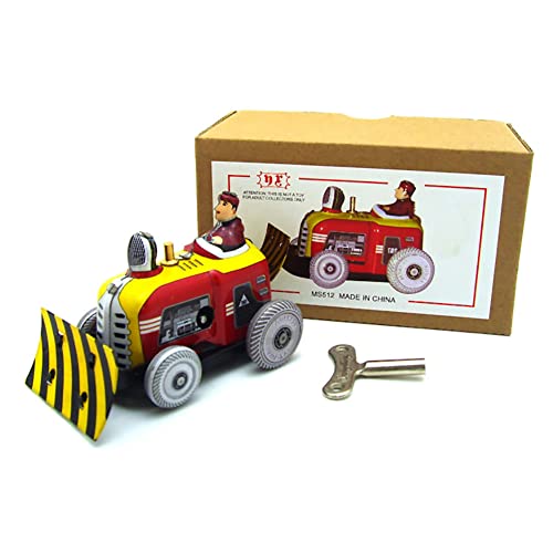 FLADO Kinder-Blechspielzeug im Vintage-Stil, MS512, Kleiner Bulldozer, Aufziehspielzeug, nostalgische, personalisierte Dekorationen, Uhrwerk-Spielzeug, kreative Requisiten, Sammlerstück