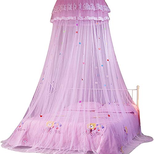 Betthimmel-Netz, Moskitonetz für Bett rund Decke für Mädchen – passend für 1,5 m Bett (Pink)