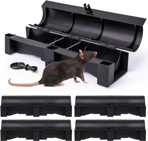 PINEEA Köderbox Ratten Set mit Schlüssel (5 Stück) - Köderstation Mäuse 33 x 10 x 9 cm - Rattenköderbox Rohr - Schädlingsbekämpfung - Mauseköderbox
