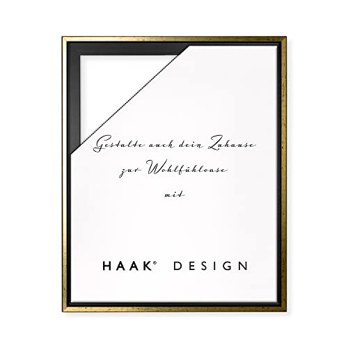 HaakDesign Schattenfugenrahmen Levi in Schwarz Gold gebürstet 38 X 98 cm für Keilrahmenbilder und Leinwände Glanz Edition