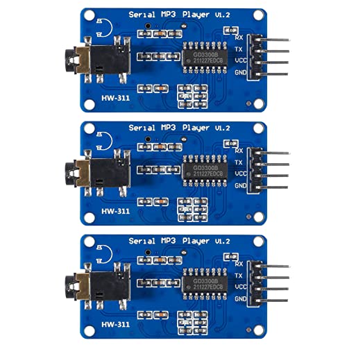 YX5300 MP3-Musik-Player-Modul UART TTL Serielle Steuerung DC 3,2–5,2 V unterstützt WAV Micro SD/SDHC-Karte für AVR/ARM/PIC, 3 Stück