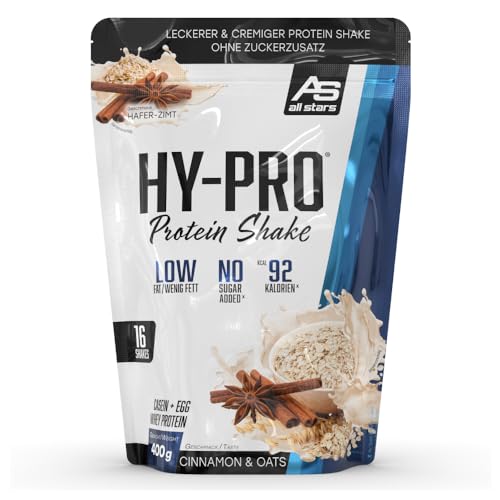 All Stars HY-PRO Protein-Shake Cinnamon-Oatmeal I 400g Protein-Pulver inkl 20g Proteine pro Portion I Eiweiß-Pulver ohne Zuckerzusatz & inkl. Vitamine I hochwertige Mehrkomponenten-Proteine