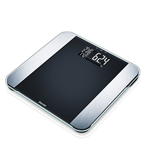 Beurer BF LE Limited Edition Glas-Diagnosewaage, Körperfettwaage mit Kalorienanzeige AMR und modernem Schwarz-Display