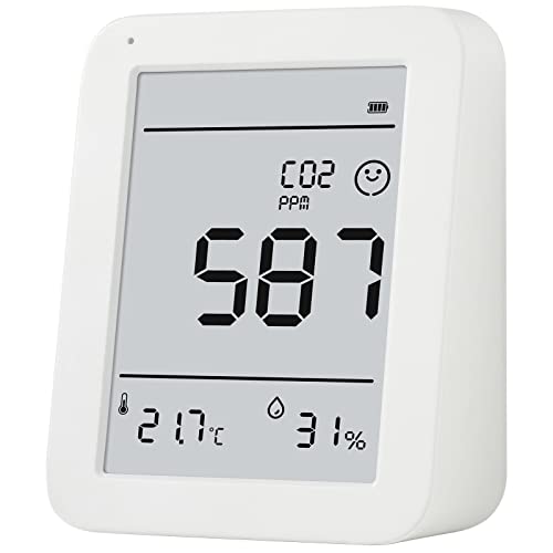 CO2 Melder Messgerät Luftqualitätsprüfer, Kohlendioxid Messer,Batteriebetrieb & USB-Anschluss, Temperatur Thermometer, Luftfeuchtigkeit Hygrometer