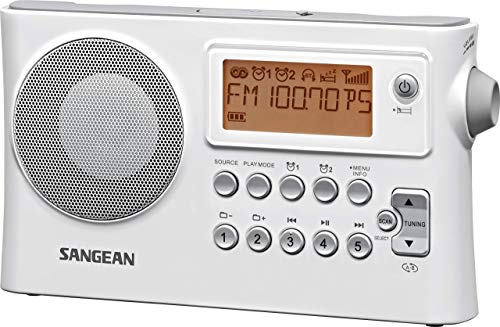 Sangean PR-D14 USB tragbares Radio (UKW/MW-Tuner, RDS, LCD-Display, AUX-In, USB) weiß