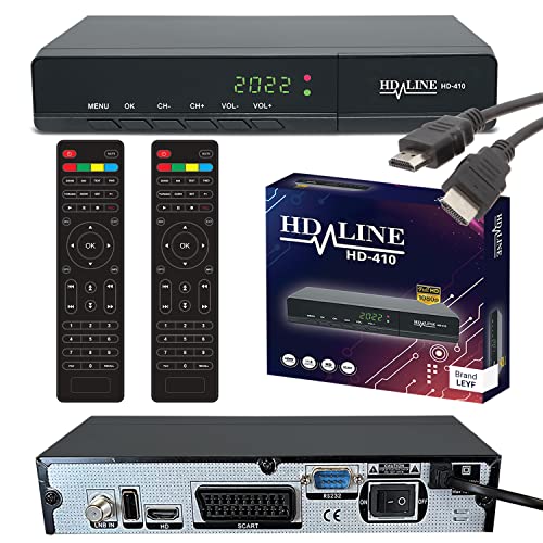 HD-Line & Leyf 410 Digitaler Satelliten Receiver - DVB-S/DVB-S2 - Full HD 1080p Digital Satellit für TV + HD Kabel + 2X Fernbedienung [Vorprogrammiert für Astra, Hotbird und Türksat]