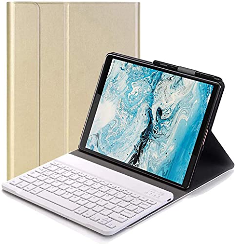 YHFZR Tastatur Hülle for Lenovo Tab M8 - (QWERTY Layout), Ultradünn Flip Entfernbar Drahtloser Keyboardständer Ledertasche für Lenovo Tab M8 (TB-8705F/TB-8505F/TB-8505X/TB-8505FS) 8 Zoll Tablet, Gold