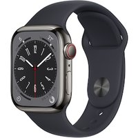 Apple Watch Series 8 LTE 41mm Edelstahl Graphit Sportarmband Mitternacht