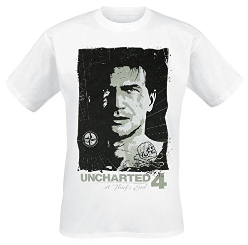 Uncharted 4 T-Shirt -M- Drake Kompass, weiss
