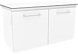 FACKELMANN Waschtischunterschrank Lima/Badschrank mit Soft-Close-System/Maße (B x H x T): ca. 80 x 42 x 35 cm/hochwertiger Badezimmerschrank/Korpus: Weiß/Front: Weiß Hochglanz