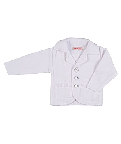 Cocolina4kids Sakko Baby Jungen Strickjacke Stricksakko Taufanzug Sakko (62, weiß)