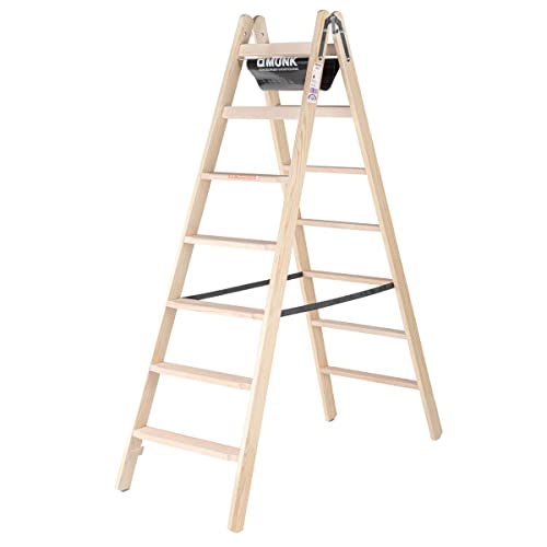 Günzburger Steigtechnik Stufen-Stehleiter beidseitig begehbar Holz - 2x7 Stufen