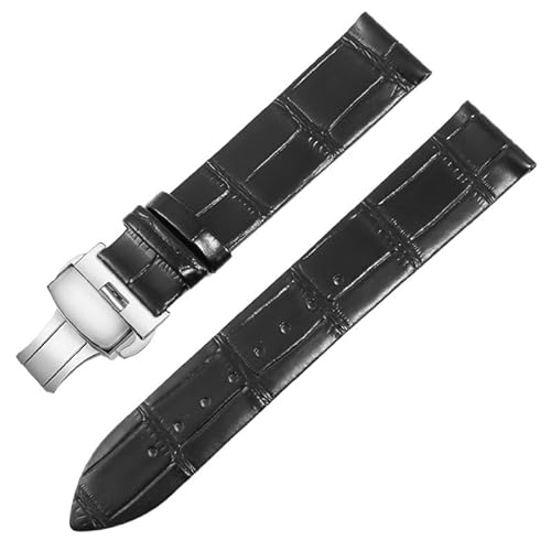 GeRnie Ersatz-Uhrenarmband aus Leder, 12/13/14/15/16/17/18/19/20/21/22 mm, dünnes, schlichtes Rindslederarmband (Color : Bamboo Black A, Size : 17mm)
