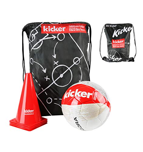 Fußball-Set Kicker Edition, Matchplan inkl. Fußball (Gr. 5), Ballnadel, Gym-Bag & 4 Pylonen