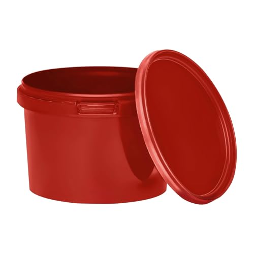 BenBow Eimer mit Deckel 0,5l rot 20x 0,5 Liter - lebensmittelecht, stabil, luftdicht - auslaufsicher, geruchsneutral - Aufbewahrungsbehälter aus Kunststoff - leer
