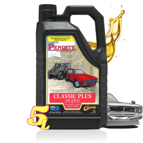 Penrite Classic Plus 15W-50 Premium Mineralisch Mehrbereichs Motoröl | Oldtimer & Youngtimer | Benzin & Diesel Fahrzeuge Hergestellt von 1960-1999 | Enthält Zink & Korrosionsschutzadditive, 5Liter