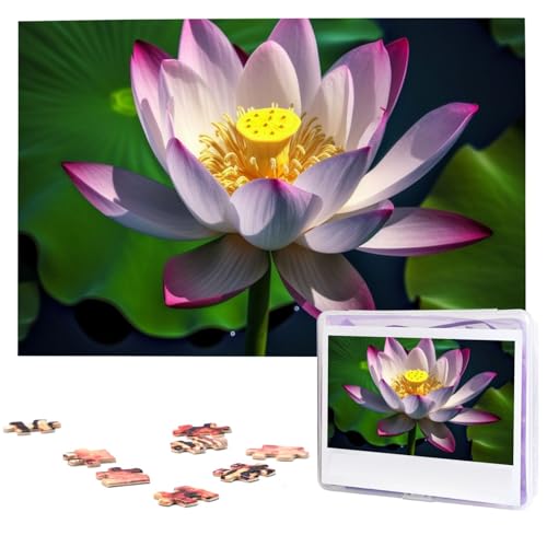 KHiry Puzzles 1000 Teile personalisierte Puzzles Lotus Fotopuzzle anspruchsvolles Bildpuzzle für Erwachsene Personaliz Puzzle mit Aufbewahrungstasche (74,9 x 50 cm)