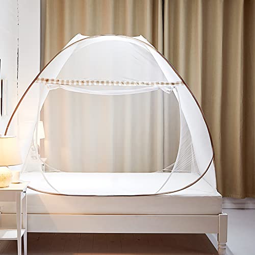 Zusammenklappbares Moskitonetz für das Bett, tragbares Doppeltür-Reise-Moskitonetz mit Netzboden, aufklappbares Moskitonetz-Zelt für den Innen- und Außenbereich, 02,180 x 200 x 150 cm