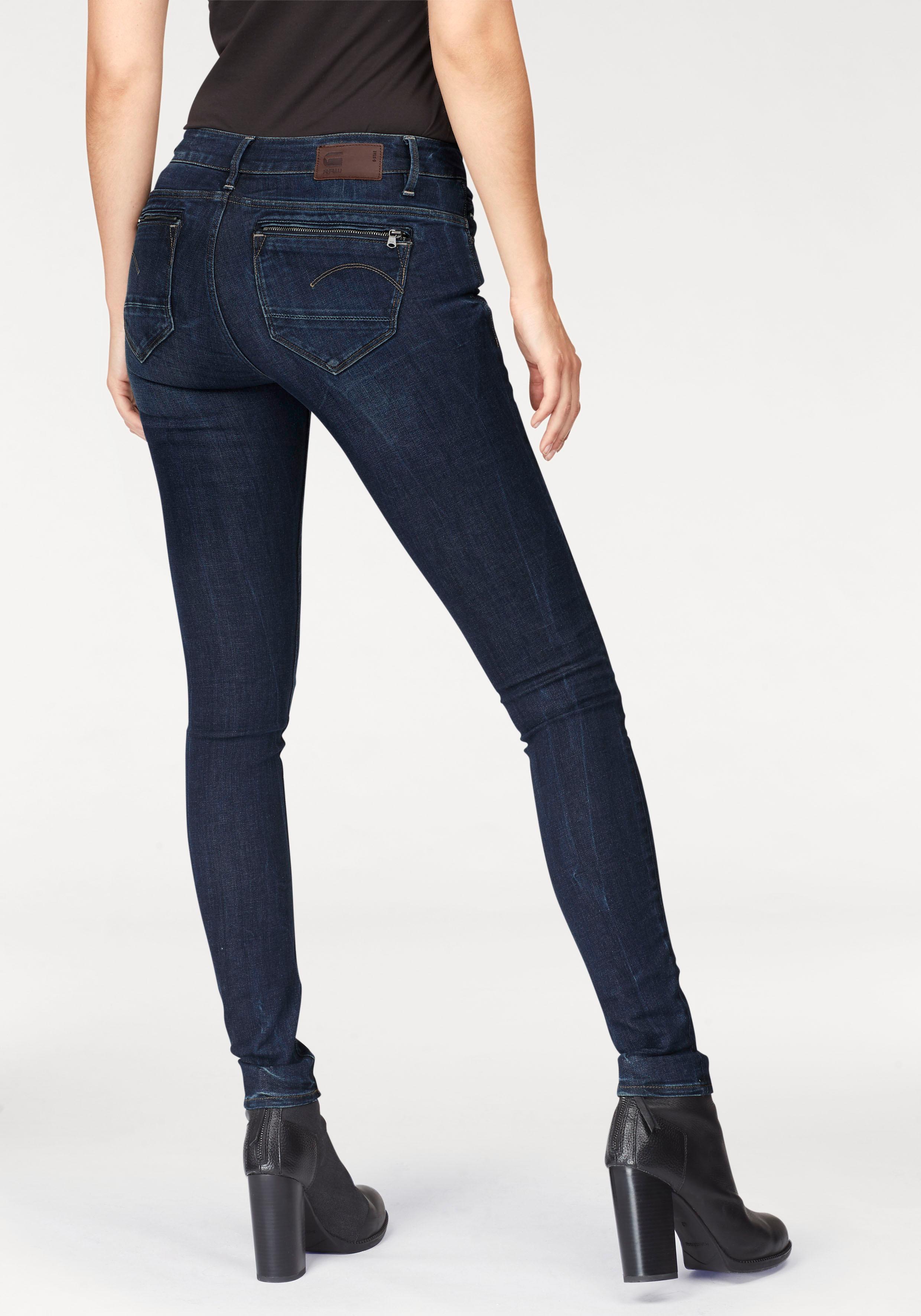 G-STAR RAW Damen Midge Zip Mid Waist Skinny Jeans, Blau (dk Aged 6553-89), 32W / 32L