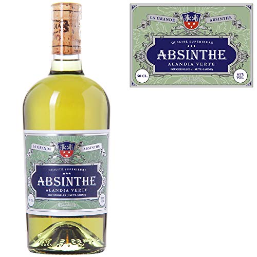 Absinth ALANDIA Verte | Ohne Farbstoff | Original Rezeptur aus dem 19. Jh. | Traditionelle Herstellung | 65% Vol. | (1x 0.5 l)