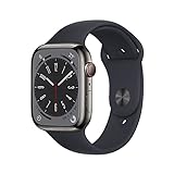 Apple Watch Series 8 (GPS + Cellular, 45mm) Smartwatch - Edelstahlgehäuse Graphit, Sportarmband Mitternacht - Regular. Fitnesstracker, Blutsauerstoffund EKGApps, Always-On Retina Display, Wasserschutz