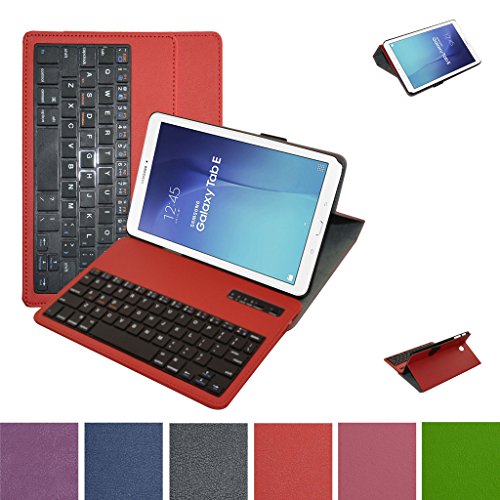 Samsung Galaxy Tab E 9.6 Bluetooth Tastatur hülle, Mama Mouth Abnehmbare Bluetooth Tastatur (QWERTY, englisches layout) hülle mit Standfunktion für 9.6" Samsung Galaxy Tab E 9.6 T560 T561 Android Tablet-PC,Rot