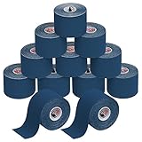 ALPIDEX Kinesiologie Tape 5 m x 5 cm E-Book Anwendungsbroschüre Elastisches Tape im Set 1, 3, 6 oder 12 Rollen, Farbe:dunkelblau, Menge:12 Rollen
