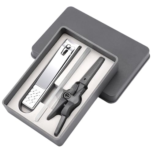3-teiliges Nagelfeilen-Nagelscheren-Maniküre-Pediküre-Set, bequem zu verwendendes Maniküre-Set, robust for unterwegs (Color : Dark Grey)