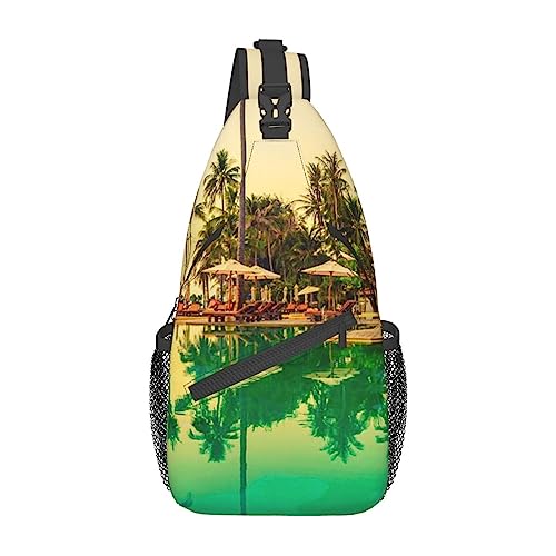 Sommer-Rucksack mit Kokosbaum-Aufdruck, leicht, faltbar, Umhängetasche, wasserabweisend, Schulterrucksack für den täglichen Gebrauch, Schwarz , Einheitsgröße